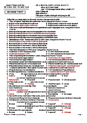 Đề kiểm tra chất lượng học kỳ I môn Tiếng Anh Lớp 12 (Chương trình thí điểm) - Mã đề 517 - Sở GD & ĐT Kon Tum (Có đáp án)